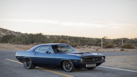 Classic Plymouth Barracuda Sunset Cruiser wallpaper