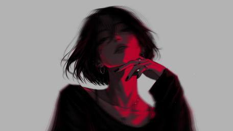 Glitch Noir Anime Girl Portrait wallpaper