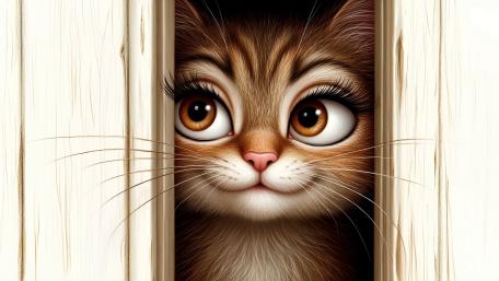 Peekaboo Kawaii Cat Gaze wallpaper