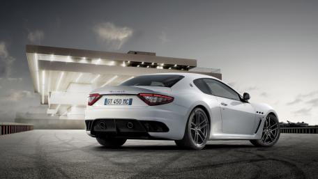 White Maserati Granturismo on Modern Asphalt wallpaper