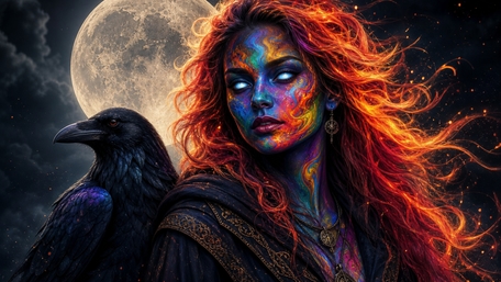 Moonlit Raven Sorceress wallpaper