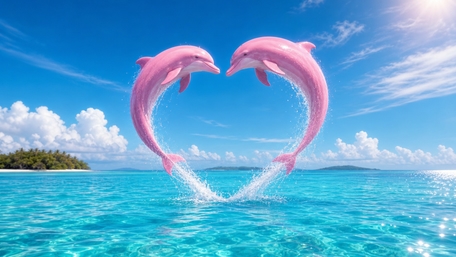 Dreamy Pink Dolphins Love wallpaper
