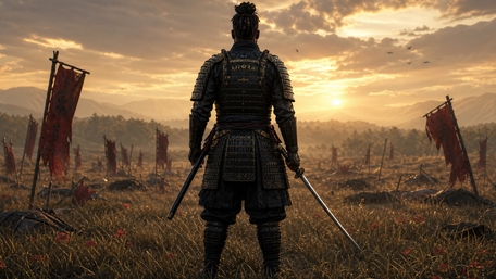 Samurai at Dawn on the Forgotten Battlefield wallpaper