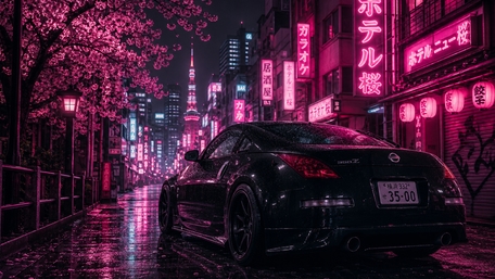 Neon Drift Through Tokyo Night wallpaper