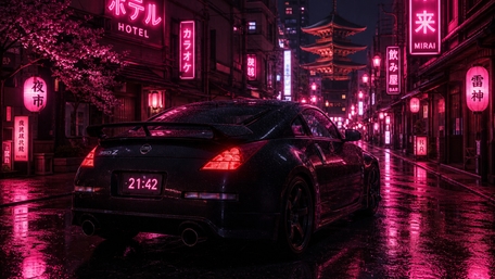 Neon Midnight 350Z in Tokyo wallpaper