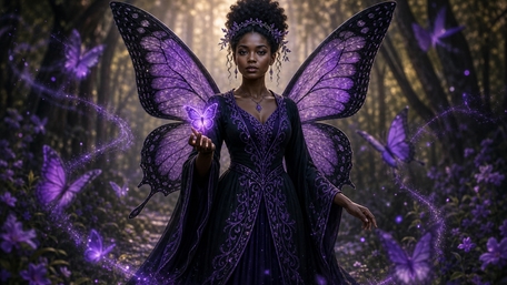 Ethereal Butterfly Queen in the Enchanted Forest wallpaper