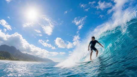 Sunlit Surfing Adventure wallpaper