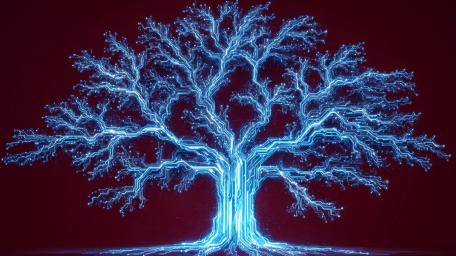Neon Fractal Energy Tree wallpaper