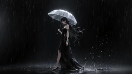 Moonlit Sorrow in the Rain wallpaper