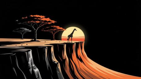 Sunset Giraffe on the Silent Savanna wallpaper