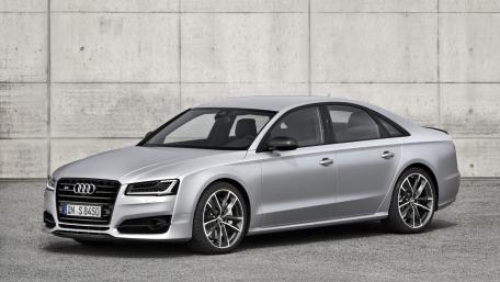 Silver Audi S8 Plus Luxury Sedan wallpaper