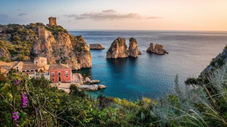 Sunset Over Tonnara di Scopello Seascape wallpaper