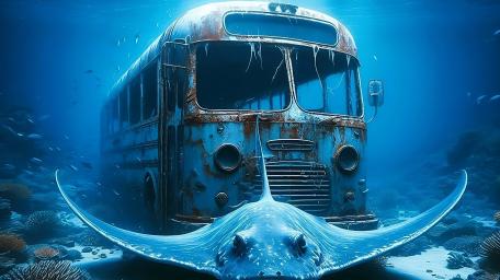 Sunken Bus and Ocean Guardian wallpaper