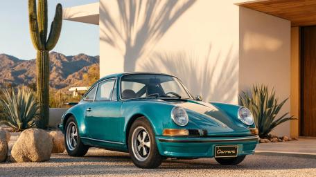 Teal Porsche Carrera Desert Elegance wallpaper