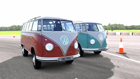 Vintage VW Vans on Open Road wallpaper