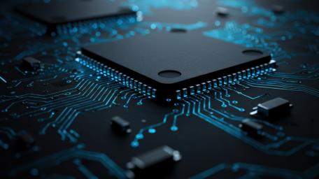 Futuristic CPU Core on Neon Circuit Board wallpaper