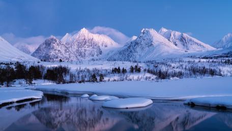 Winter Reflections in Lyngen Alps Norway wallpaper