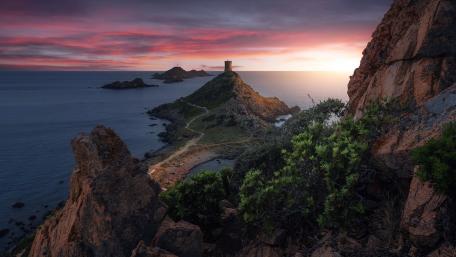 Corsican Sunset Over Sanguinaires Islands wallpaper