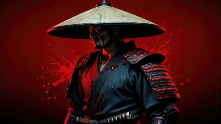 Shadow Ronin Under Blood Red Skies wallpaper