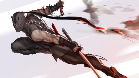 Shadow Blade Ninja Leaps Through the Storm wallpaper