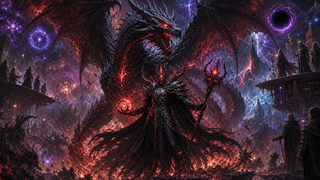 Dark Dragon King Over Apocalyptic Rift wallpaper