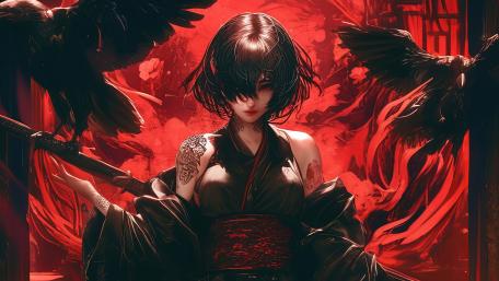 Crimson Raven Queen wallpaper