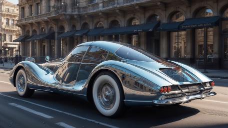 Retro Futurist Silver Grand Touring Coupe wallpaper