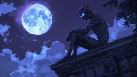 Moonlit Mummy Guardian wallpaper