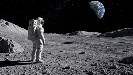 Lone Astronaut Beneath Earthrise wallpaper