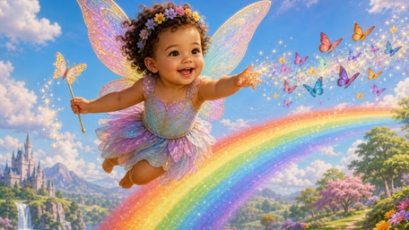 Rainbow Fairy Dreamland for a Joyful Child wallpaper