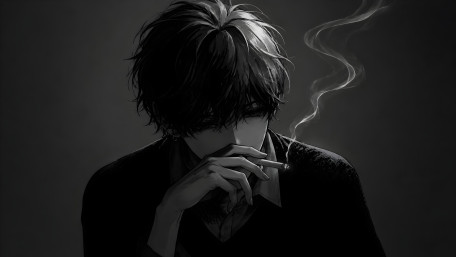 Melancholy Smoke in Monochrome Twilight wallpaper
