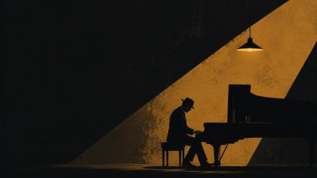 Midnight Piano Silhouette wallpaper