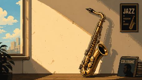 Golden Saxophone Jazz Loft wallpaper
