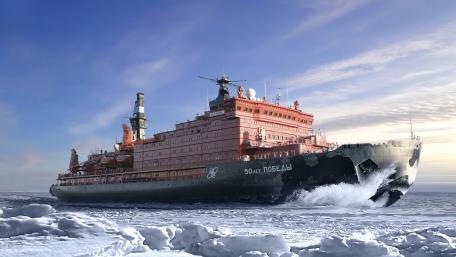 Powerful Icebreaker in the Arctic Light wallpaper