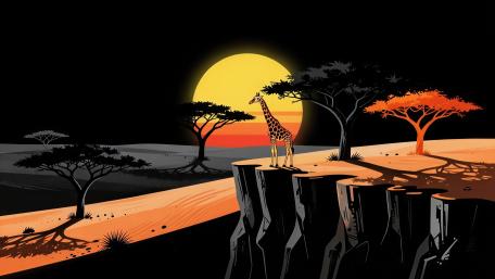 Mystic Savanna Sunset Giraffe wallpaper