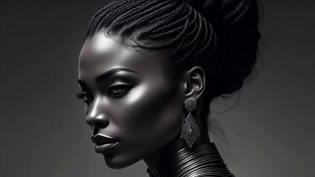 Elegant Monochrome Afro Portrait wallpaper