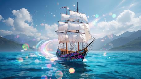 Enchanted Voyage Across Dreamlit Seas wallpaper