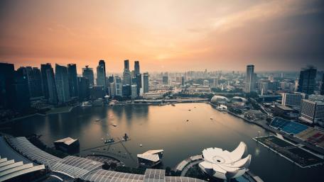 Evening over Singapore marina wallpaper