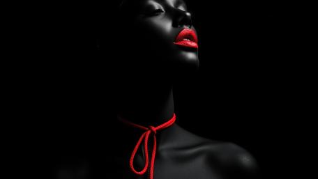 Elegant Red Lips in Shadow wallpaper