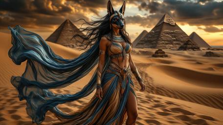 Mystic Anubis Guardian of the Pyramids wallpaper
