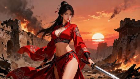 Fiery Red Warrior Princess wallpaper