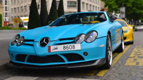 Blue Mercedes SLR Street Presence wallpaper