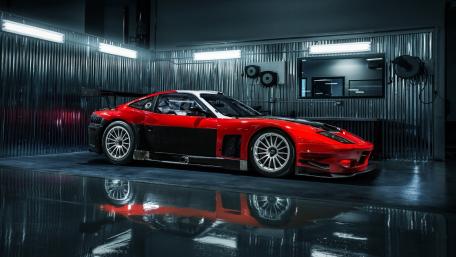 Ferrari 575 GTC in Neon Garage wallpaper