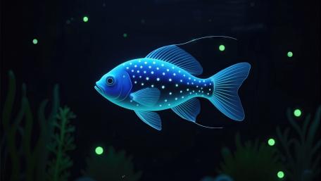 Neon Bioluminescent Fish Drift wallpaper