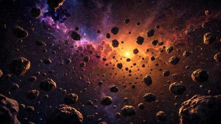 Radiant Asteroid Drift wallpaper