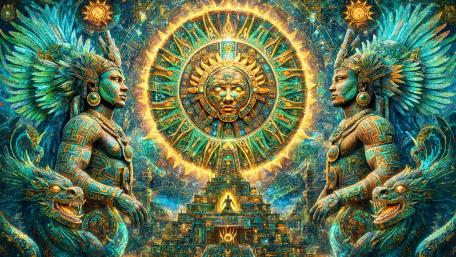 Aztec Sun Spirits wallpaper
