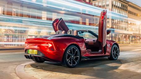 Red MG Cyberster in Urban Motion wallpaper