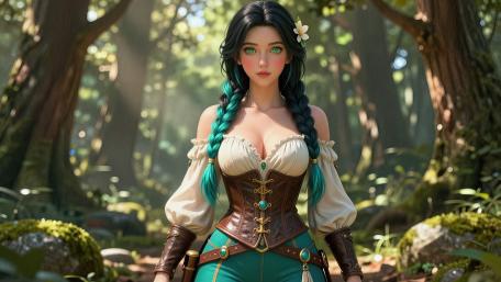 Forest Muse with Braided Hair wallpaper