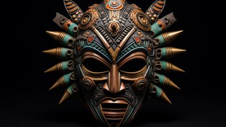 Ancient Tribal Mask of Shadowed Rituals wallpaper