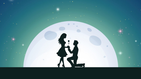 Moonlit Proposal Silhouette wallpaper